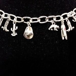 Southwestern themed silver link bracelet